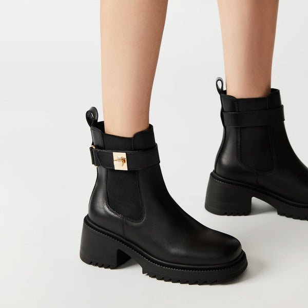 GATES BLACK LEATHER - Women's Shoes - Steve Madden Canada